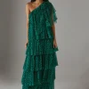 WAREHOUSE Tulle Asymmetric Tier One Shoulder Midi Dress 14
