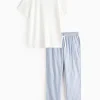 White & Blue Stripe Pyjama Set XL
