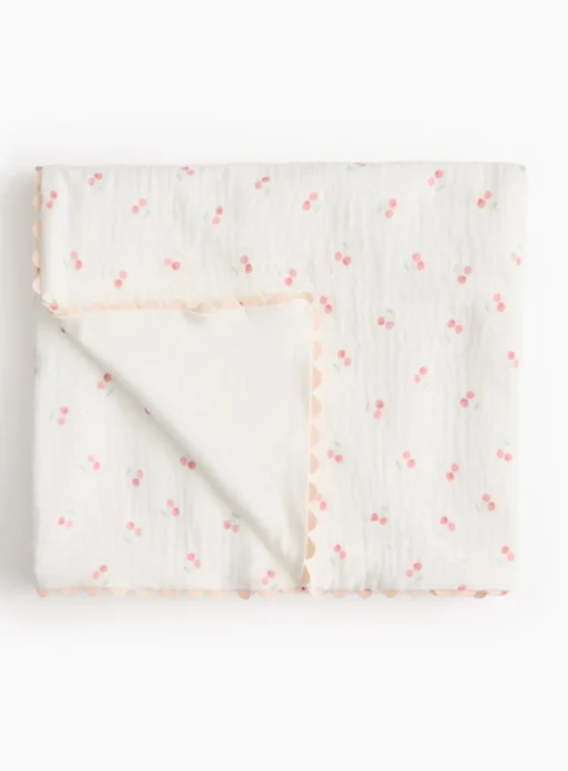 White Cherry Gauze Blanket One Size