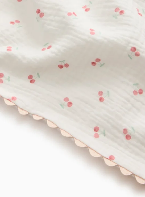 White Cherry Gauze Blanket One Size