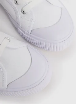 White Eyelet Canvas Trainer 7