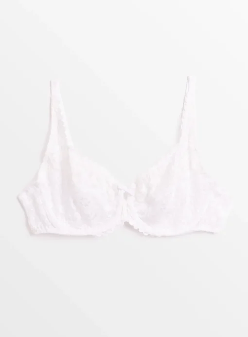 White Floral Lace Underwired Bra 32DD
