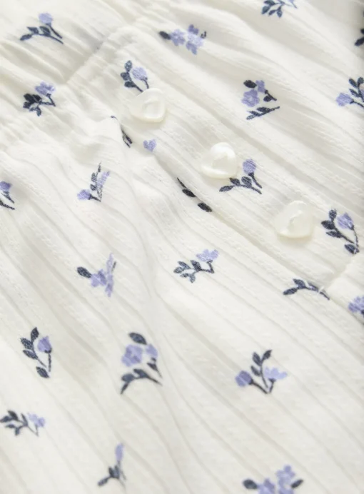 White Floral Print Rib Short Sleeve Pyjamas 7-8 years