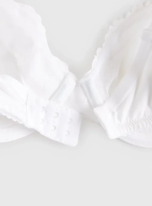 White Lace Trim Cotton Underwired Bra 38C