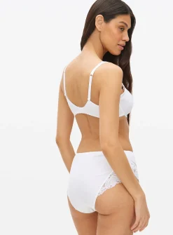 White Lace Trim Cotton Underwired Bra 38C