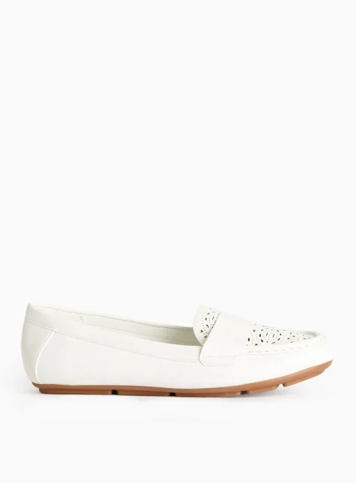 White Laser-Cut Driving Loafers 6