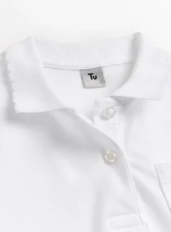 White Scalloped Collar Polo Top 2 Pack 10 years