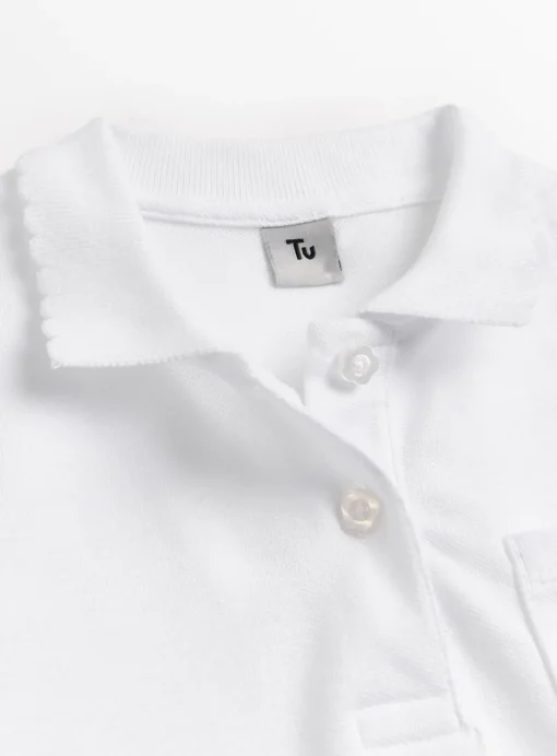 White Scalloped Collar Polo Top 2 Pack 10 years