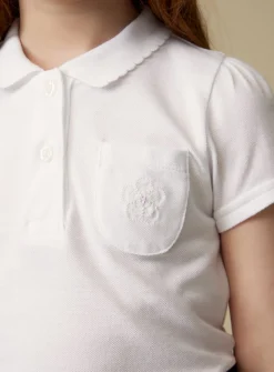 White Scalloped Collar Polo Top 2 Pack 10 years