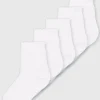 White Sparkle Stripe Socks 5 Pack 6-8.5