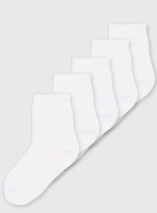 White Sparkle Stripe Socks 5 Pack 6-8.5