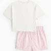 White T-Shirt & Stripe Shorts Pyjama Set 8-9 years